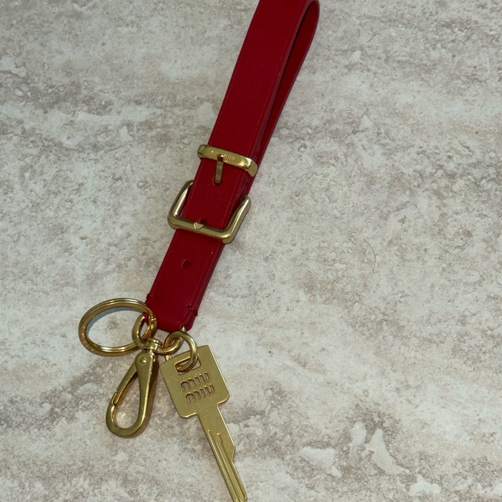 Miu Miu Rossio leather Red Key Chain with Gold Hardware